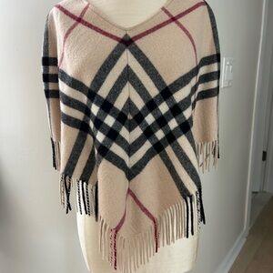 Burberry plaid Fringe Women's Lambswool Poncho